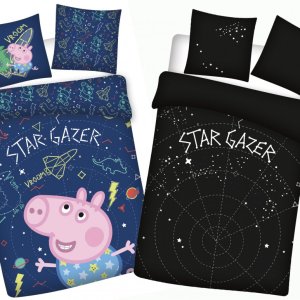 Peppa malac Star-gazer Sötétben világító gyerek, ovis ágyneműhuzat 100x135cm, 40x60cm