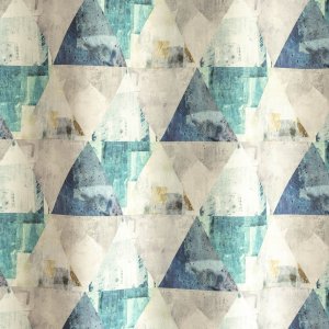 Geometriai mintás jacquard dekor függöny, kék színű