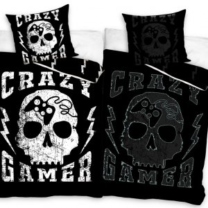 Gamer Crazy sötétben világító ágyneműhuzat 140×200cm, 70x90 cm