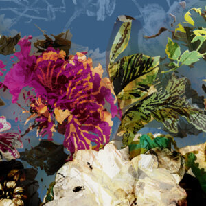 WALL DESIGNS VIRÁGÖZÖN Tapéta (1,27 m x 3,00 m), festmény, kék alap