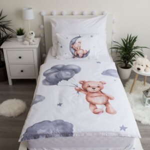 Maci Teddy Balloon gyerek, ovis ágyneműhuzat 100×135cm, 40×60 cm