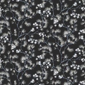 KIMONO JAPÁN VIRÁGOS Tapéta (0,53 m x 10,05 m), fekete