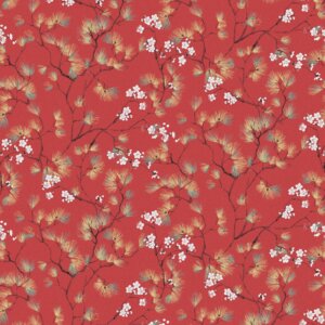 KIMONO JAPÁN VIRÁGOS Tapéta (0,53 m x 10,05 m), vörös