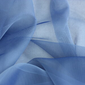 Egyszínű, fényes organza, fényáteresztő, 300 cm magas függöny, kék