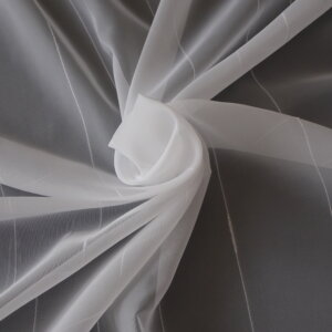 Fényáteresztő, voile, fehér, hímzett csíkos fátyolfüggöny, 300 cm, fehér