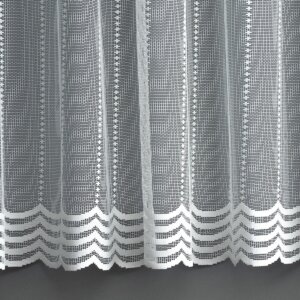 Jacquard, bordűrös, fényáteresztő függöny, 280 cm, fehér