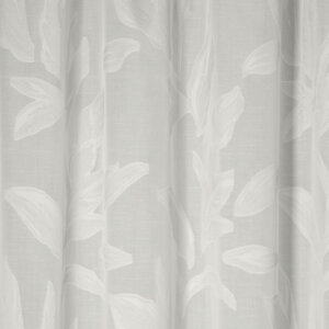 BERTA - Fényáteresztő, nyírt szablé függöny, beszövéses levél mintával, 320 cm, fehér