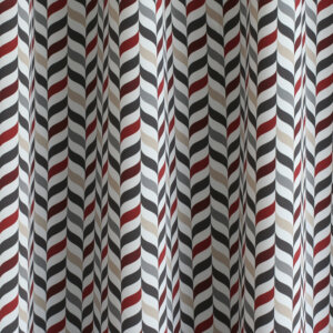 DAMIAN - Dim out, retro geometrikus mintájú, fényzáró sötétítő függöny, 140 cm, vörös