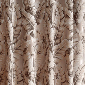 DESDEMONA - Egzotikus,  levélmintás sötétítő függöny, 310 cm, bézs