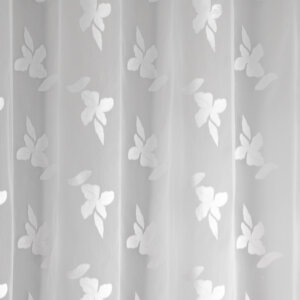 DIONISIA - Levélmintás, nyírt organza, fényáteresztő függönyanyag, 300 cm, fehér