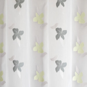 DIONISIA - Levélmintás, nyírt organza, fényáteresztő függönyanyag, 300 cm, fekete-sárga