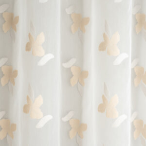 DIONISIA - Levélmintás, nyírt organza, fényáteresztő függönyanyag, 300 cm, bézs