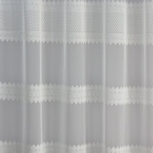 H3/6589/01 - Hímzett organza, bordűrös, sormintás, törtfehér fényáteresztő függöny, 300 cm
