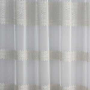 H3/6589/02 - Hímzett organza, bordűrös, sormintás, fehér fényáteresztő függöny, 300 cm