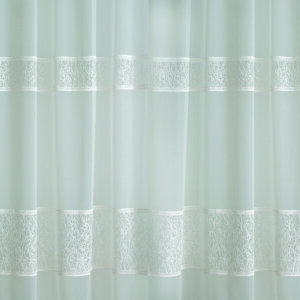 H3/8485 - Légcsipkés bordűrös, átlátszó függöny, tüll-organza függönyanyag, 290 cm, fehér