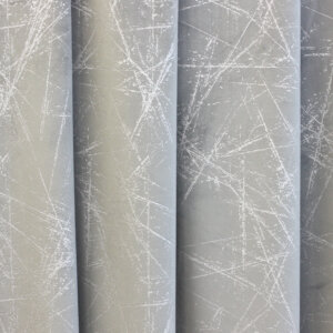 JOY - Nyomottmintás, modern, karcos márványos mintájú plüss, dekorfüggöny, 150 cm, szürke