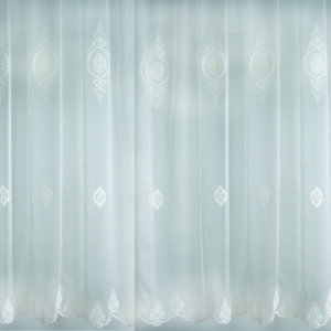LA PEDRERA - Fehér hímzett, tüll-organza, barokk mintás, fényáteresztő függöny, 280 cm