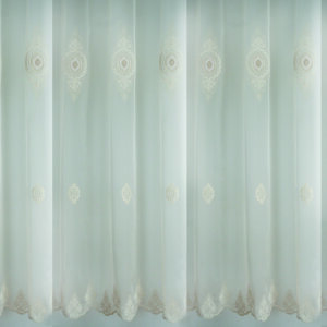 LA PEDRERA - Bronz hímzett, tüll-organza, barokk mintás, fényáteresztő függöny, 280 cm