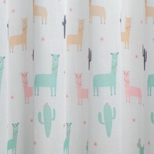 LAMA - Láma mintás, fényáteresztő tetrasablet gyermek függöny, 300 cm, pasztell