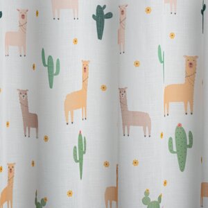 LAMA - Láma mintás, fényáteresztő tetrasablet gyermek függöny, 300 cm, földszínek