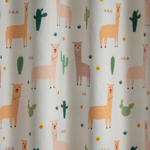 LAMA - Láma mintás, fényáteresztő tetrasablet gyermek függöny, 150 cm, földszínek