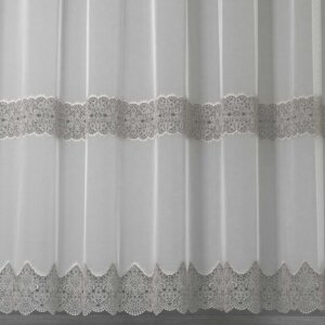 LINKA - Tüll átlátszó függöny, légcsipkével, 290 cm, szürke