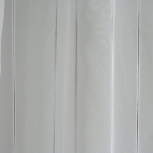 LORENA -  fehér, áttetsző függöny, ólomzsinóros, 290 cm, fekete csíkos