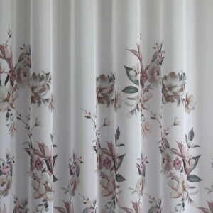 LUPITA - Voile, átlátszó, alsó felén virágmintás, fehér függöny, 300 cm, zöld-bézs