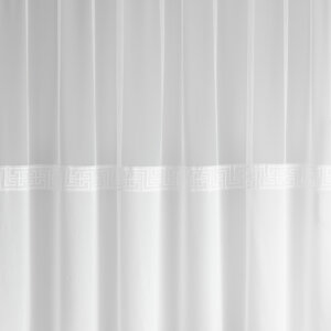 NEFTIS - Batiszt-tüll anyag összetételű függöny, görög bordűrös, fehér színben, 280 cm