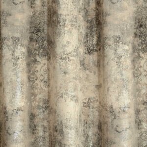 RAINA - Vintage hatású, antikra koptatott, barokk mintás, puha, plüss sötétítő függöny, 140 cm, bézs