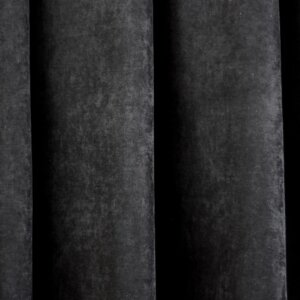 RAMON - Egyszínű, bársonyos jacquard, elegáns sötétítő függöny, gazdag színválasztékban, 280 cm, fekete