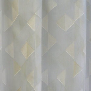 SONJA - Nyírt organza, modern, színes, négyzethálós mintázatú fényáteresztő függöny, 300 cm, bézs-fehér