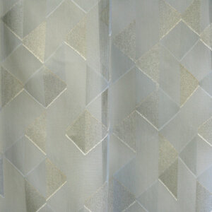 SONJA - Nyírt organza, modern, színes, négyzethálós mintázatú fényáteresztő függöny, 300 cm, ezüst-ekrü
