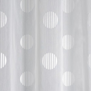 TAXUS - Nyírt szablé, színes csíkos körmintás, fehér fényáteresztő függöny, 300 cm, fehér
