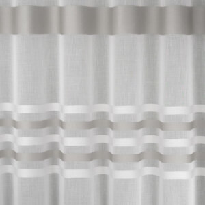 TERCIA - Szálbeszövött szablé, keresztben csíkos, fényáteresztő, fehér függöny, 320 cm, ezüst