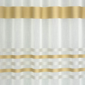 TERCIA - Szálbeszövött szablé, keresztben csíkos, fényáteresztő, fehér függöny, 320 cm, arany