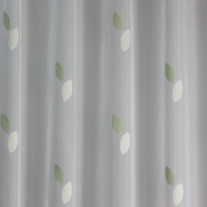 TIRIA - Nyírt szablé, elszórt levélmintás, fényáteresztő függöny, 175 cm, zöld levél