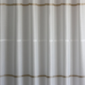 TRISA - Természetes hatású, fényáteresztő függöny, keresztben szalagsávokkal, 320 cm, fehér-arany