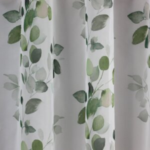 TRUDE - Festett szablé, levélmintás, fehér fényáteresztő függöny, 295  cm, zöld