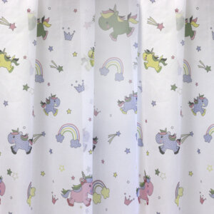 UNICORN - Unikornisos, szivárványos, gyermek voile, fényáteresztő függöny, 180 cm.