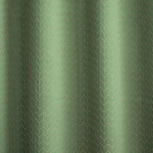 VASCO - Kellemes zöld árnyalatú, arannyal szövött geometriai mintás, elegáns dekor függöny anyag, 300 cm