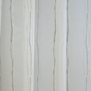 ZARA - Fényáteresztő, nyírt sable törtfehér alapon csíkos függöny, 175 cm, drapp csíkos