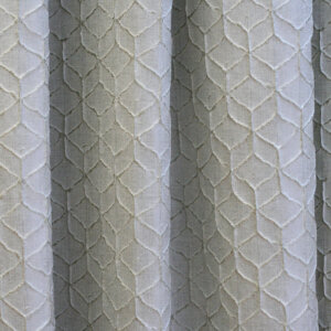 ZENOX - Indiai származású, prémium minőségű, geometrikus mintájú, domborszövött, sötétítő függöny, 138 cm, ekrü