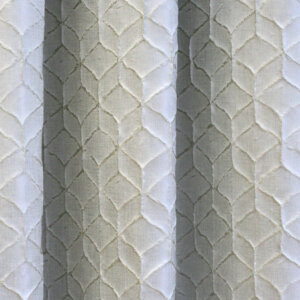 ZENOX - Indiai származású, prémium minőségű, geometrikus mintájú, domborszövött, sötétítő függöny, 138 cm, fehér