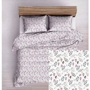 3 RÉSZES PAMUT ÁGYNEMŰ HUZAT GARNITÚRA - 140X200 CM / MÁLYVA - KÉK SZÍNŰ APRÓ VIRÁGOS - LEVELES