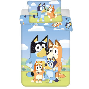 Bluey Happy Family gyerek, ovis ágyneműhuzat 100×135cm, 40×60 cm