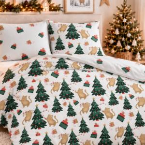 Karácsonyi szatén mikroszálas ágyneműhuzat Holly Jolly 005 140×200 + 70×90 cm