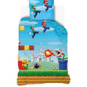 Super Mario 100% pamut ágyneműgarnitúra 140x200cm ágyneműhuzat + 70x90cm párnahuzat
