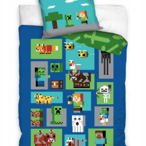 Minecraft 100% pamut ágyneműgarnitúra 160x200cm ágyneműhuzat + 70x80cm párnahuzat