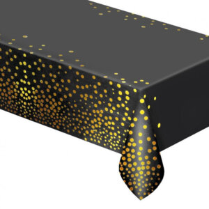 Fekete Black Gold Dots fólia asztalterítő 137×183 cm